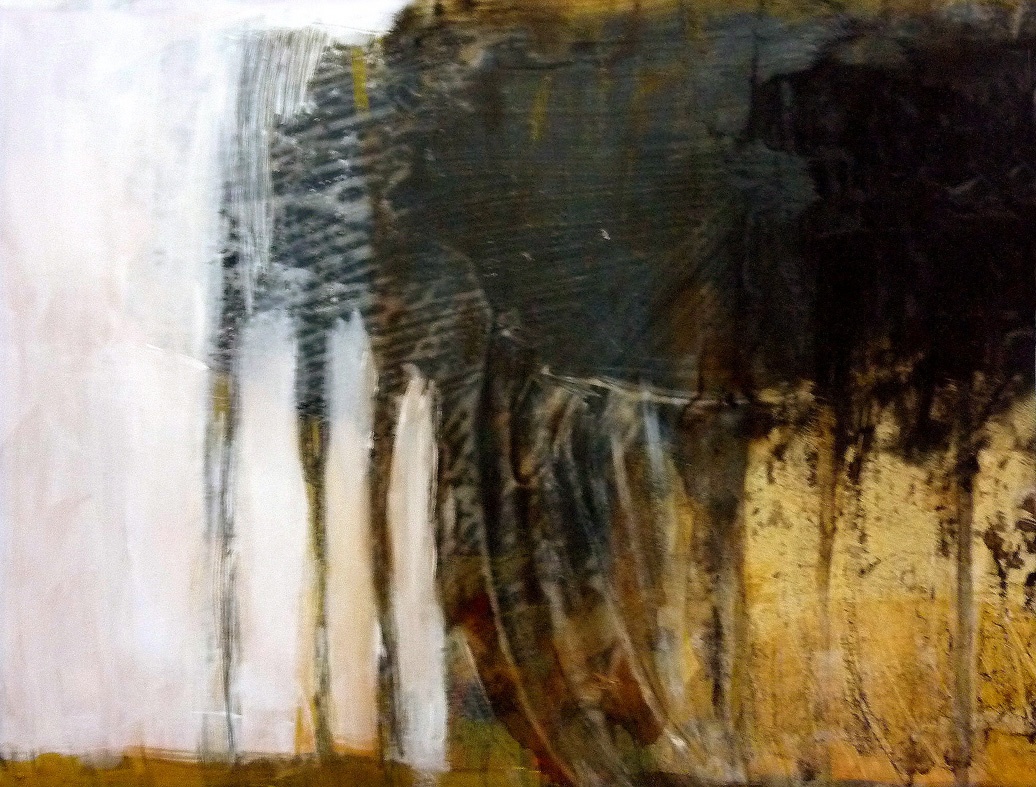 Schwarzer Regen I, Acryl auf Papier, 27 x 33 cm, 2016