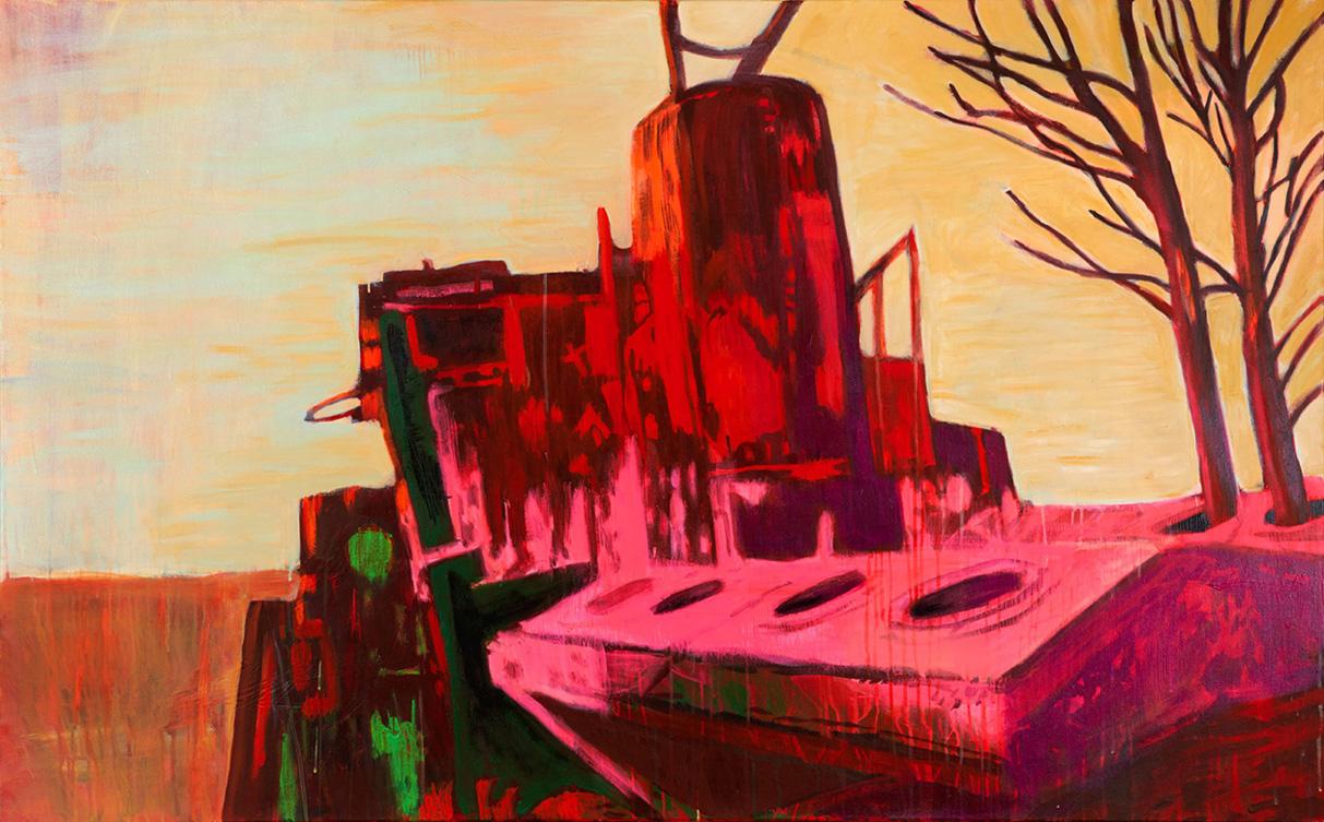 Baumschiff I, Acryl auf Leinwand, 100 x 160 cm, 2017